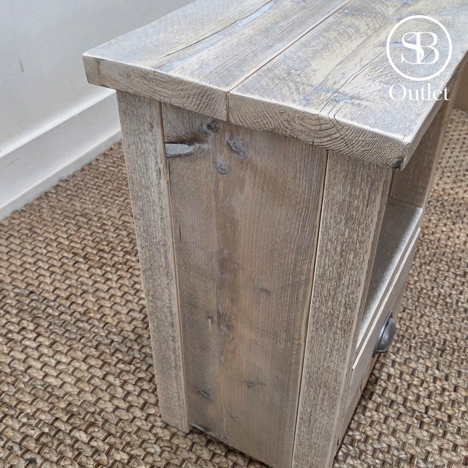 Auckland Bedside Table - 46cm Wide x 36cm Deep x 70cm High - Limed Oak
