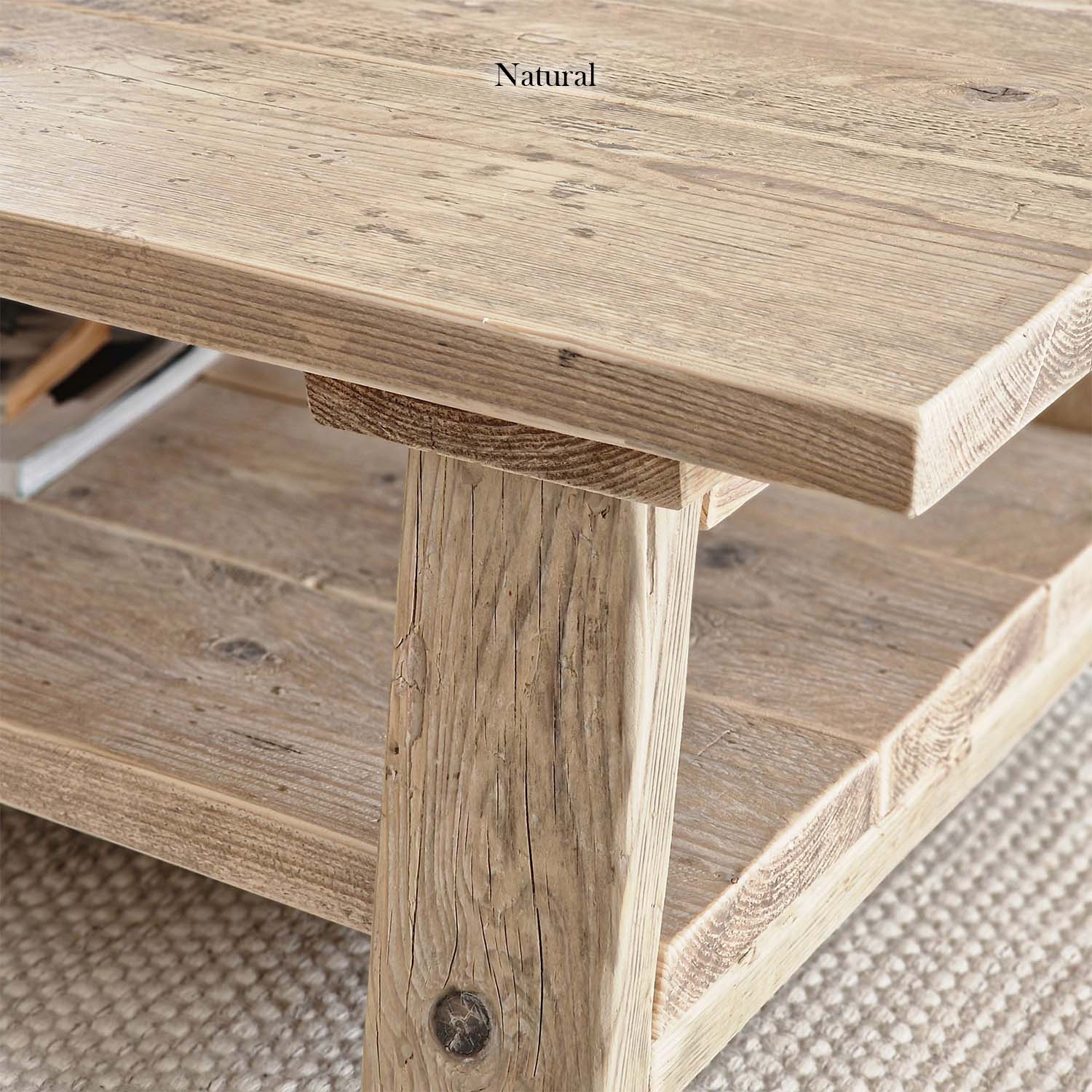 Barn Coffee Table close up in Natural finish from Still & Bloom