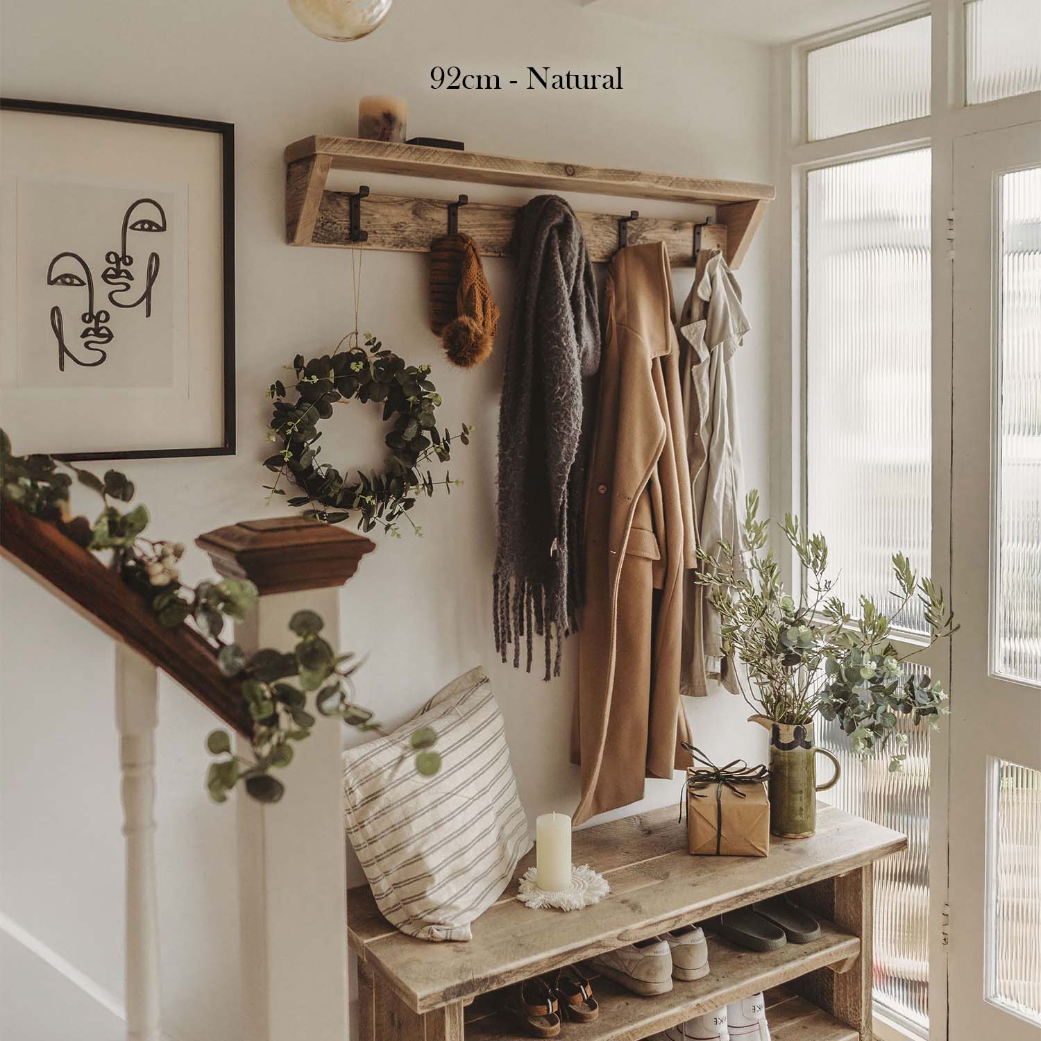Reclaimed Wood Coat Rack and Shelf