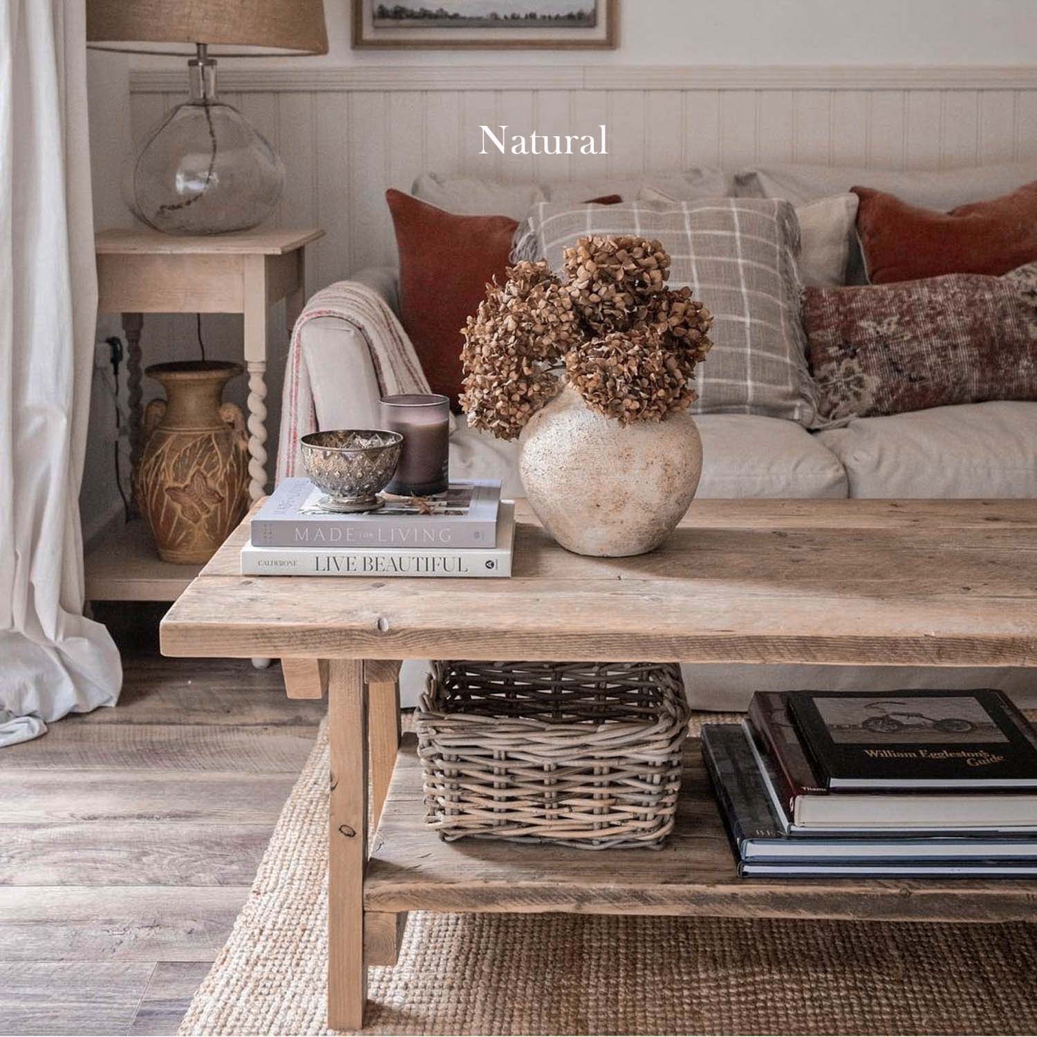 Solid wood coffee table handmade with a natural finish