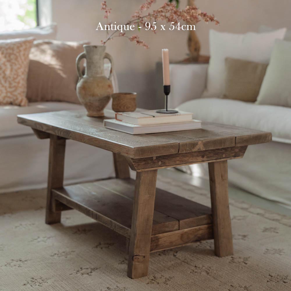 Splay Coffee Table handmade solid wood furniture in an antique finish