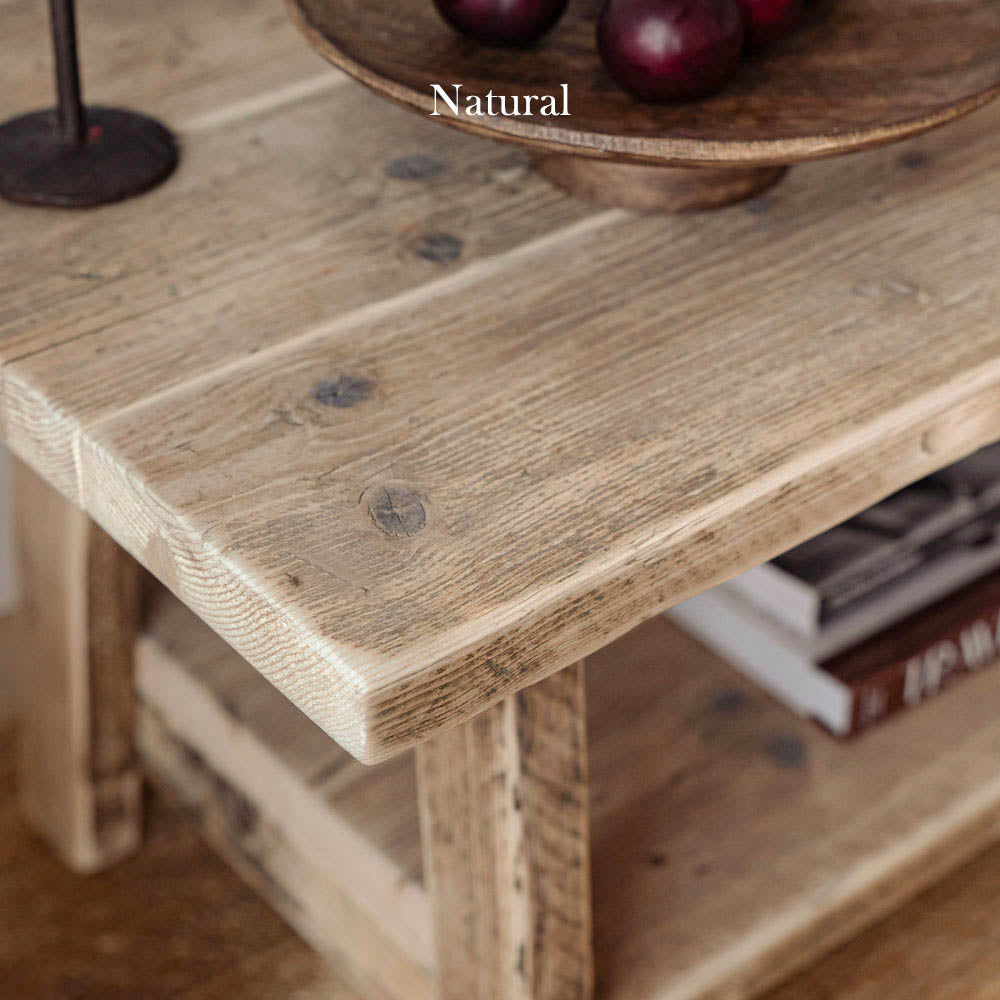 Handmade coffee table with a natural finish