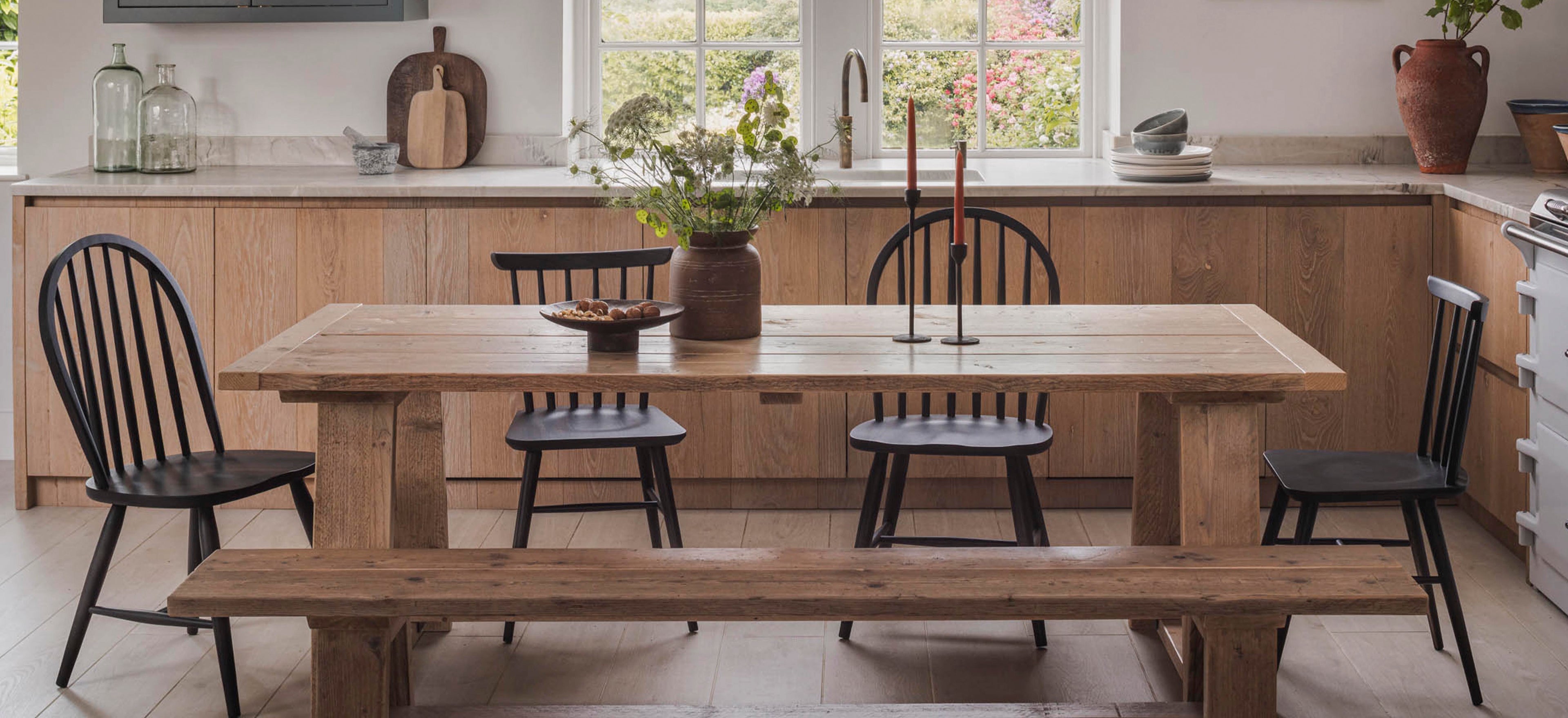 Solid wood dining table and chair sets