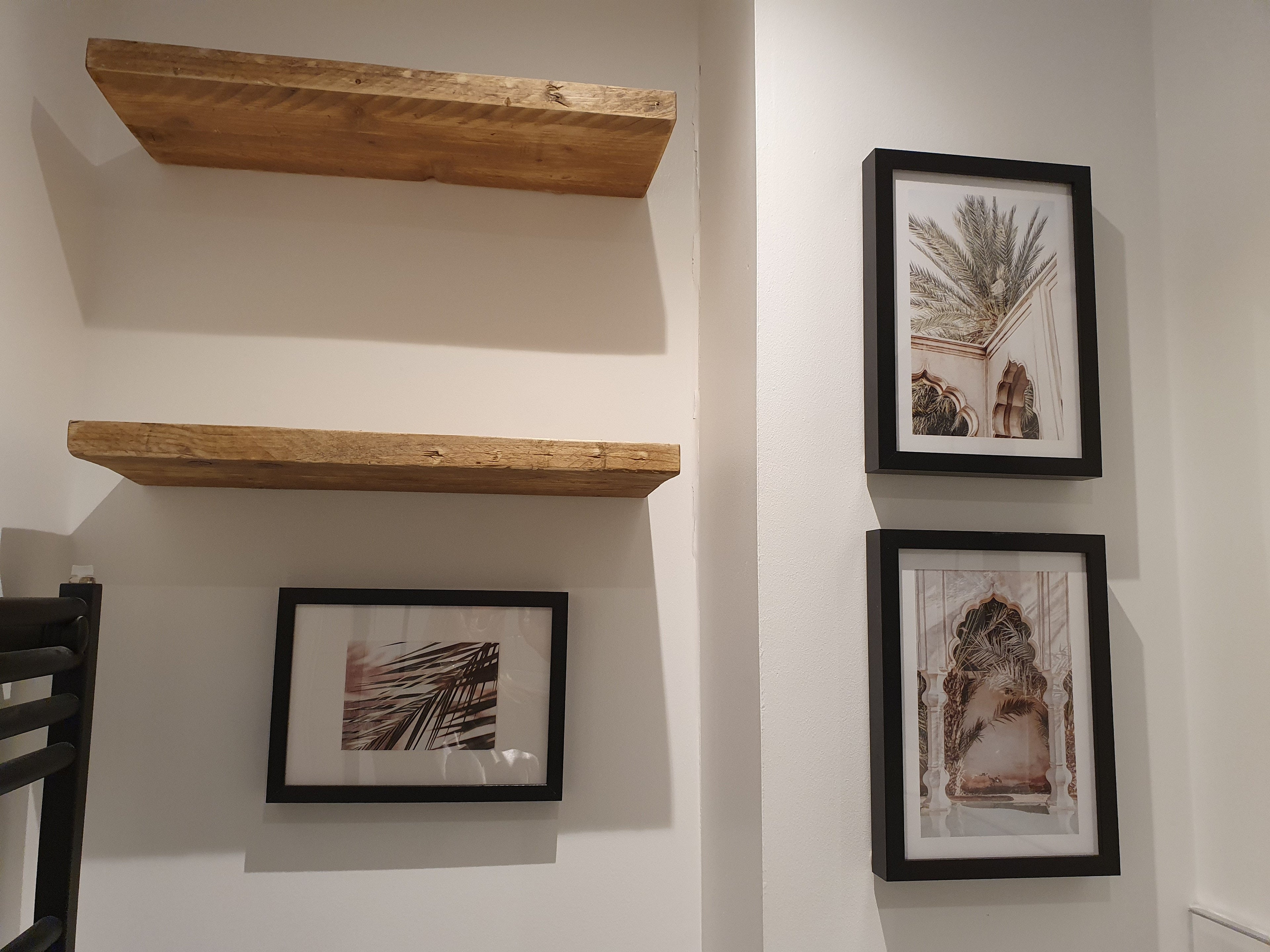 Reclaimed wood shelves (no brackets)