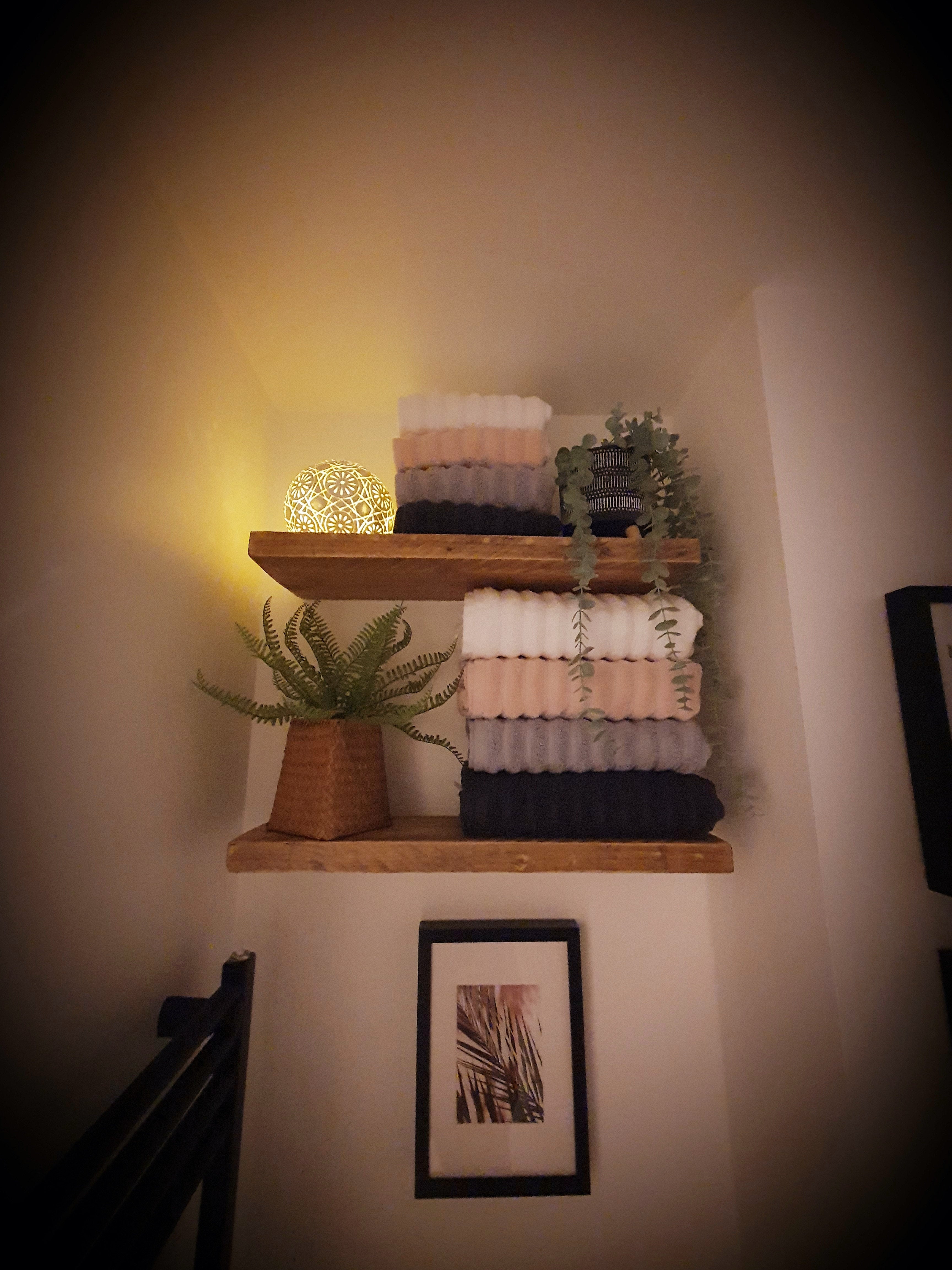 Reclaimed wood shelves (no brackets)