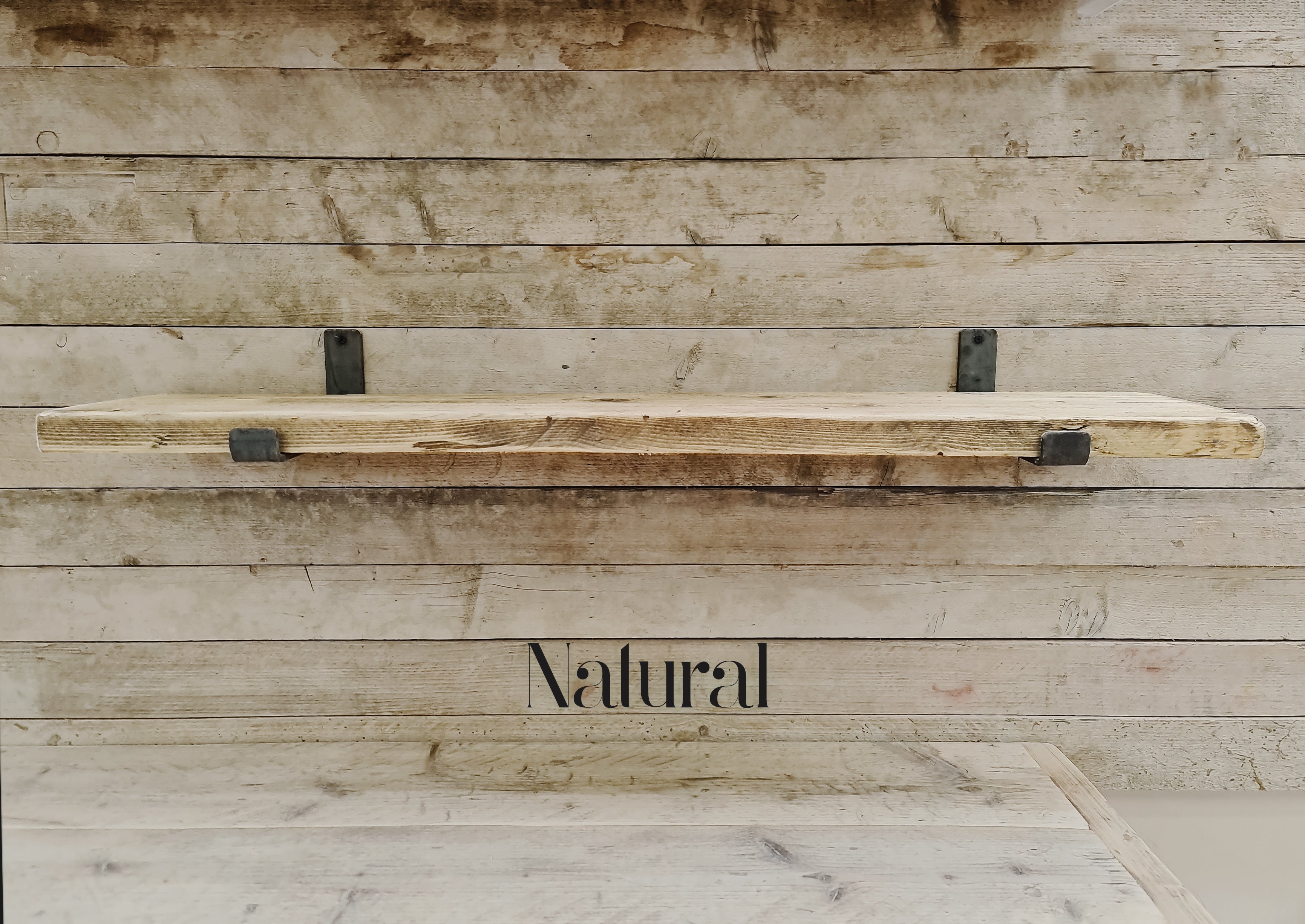 Reclaimed wood shelves (no brackets)