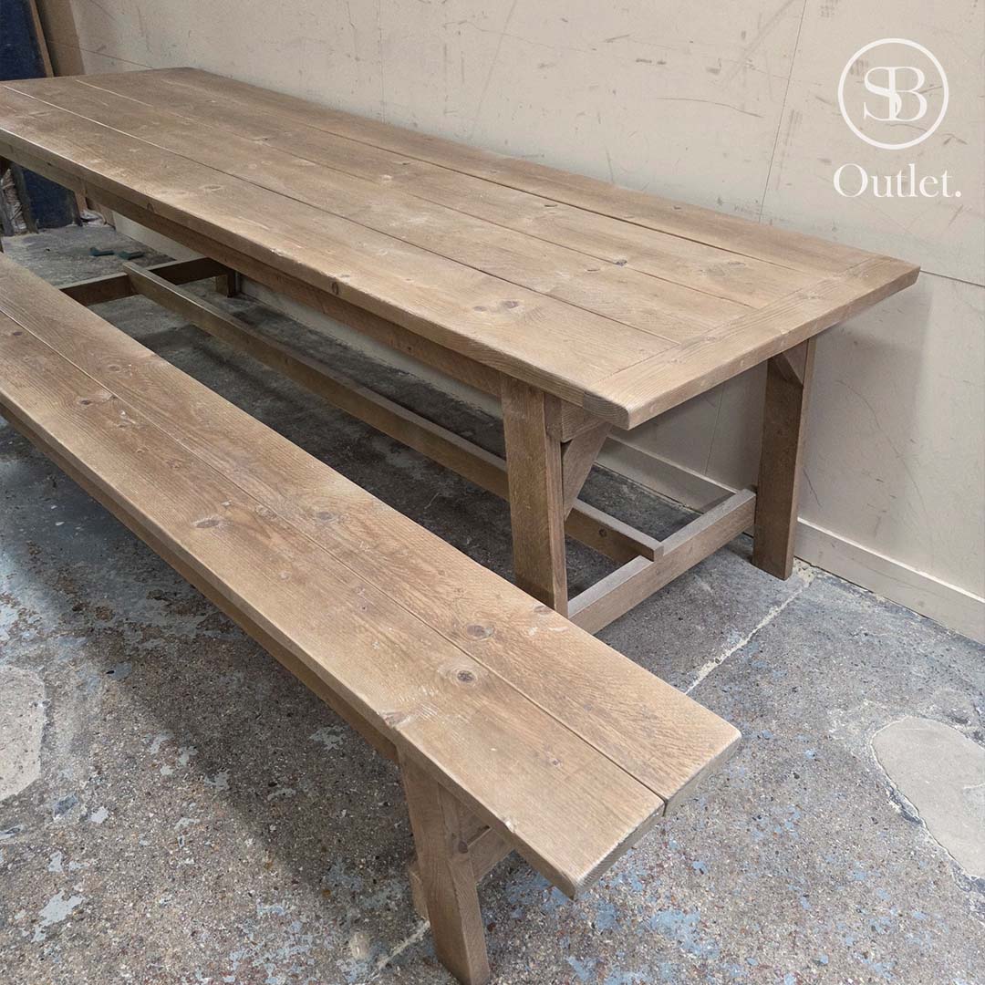 Andersson Dining Table &amp; Bench - 260cm L - Antique (SOLD AS A PAIR)