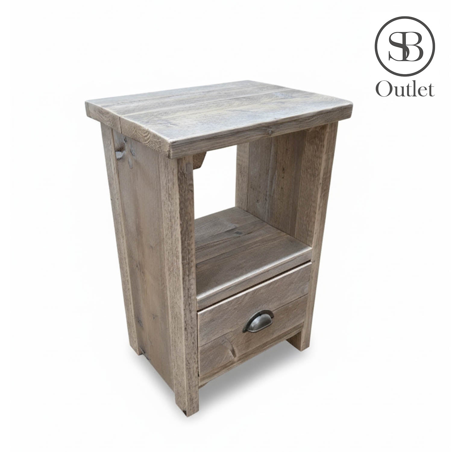 Auckland Bedside Table - 46cm Wide x 36cm Deep x 70cm High - Limed Oak