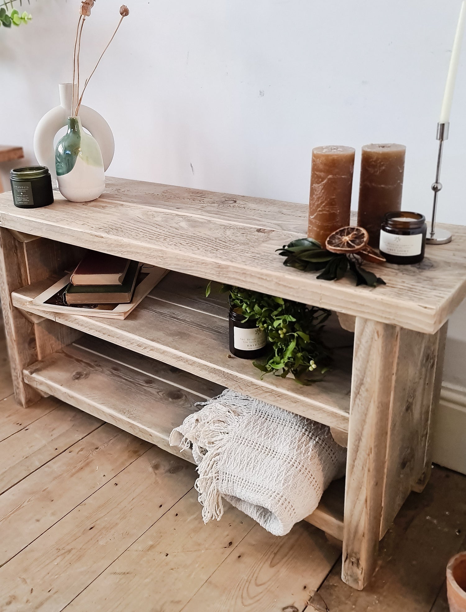 Reclaimed Shoe Rack and Bench