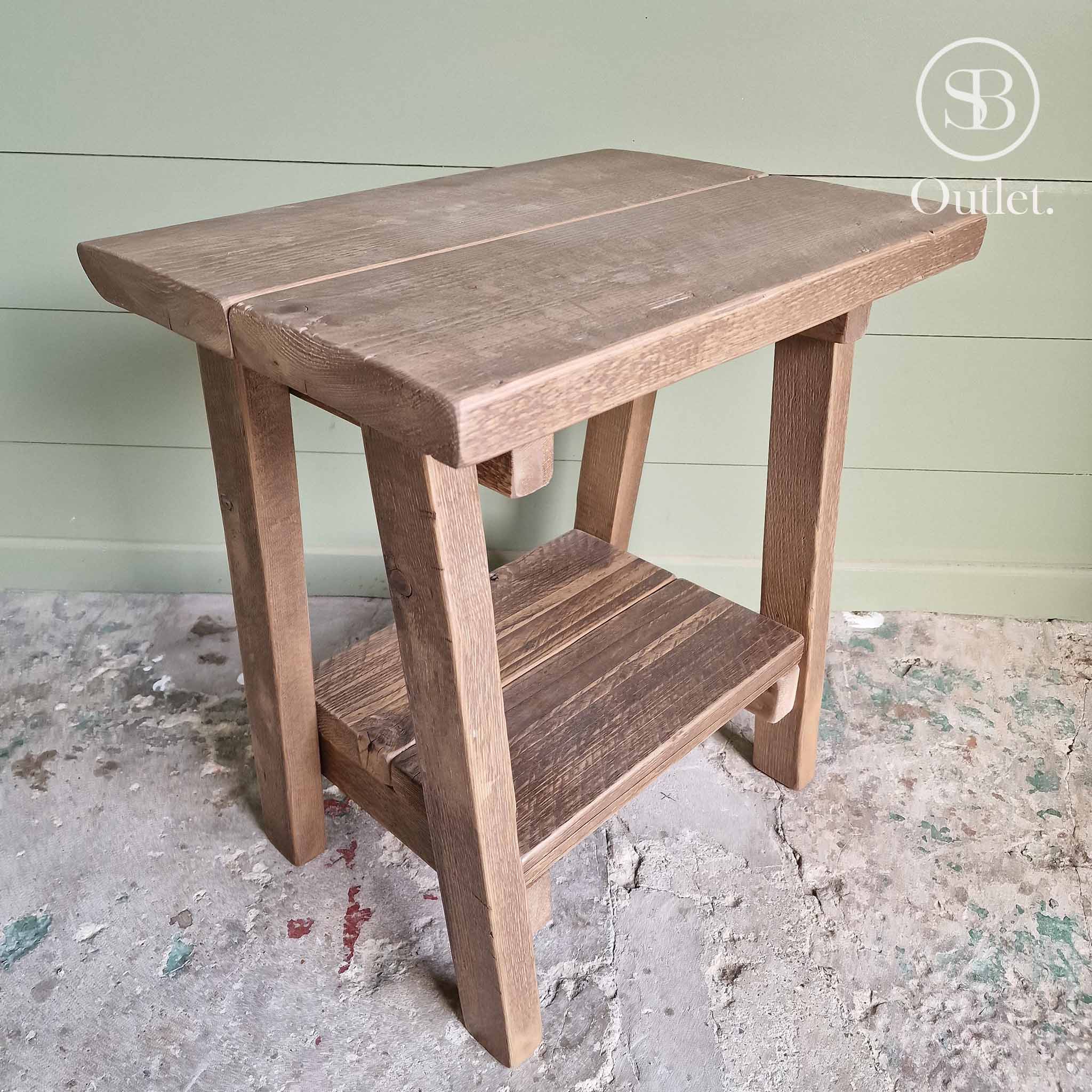 Pair of Splay Side Tables - 60cm High - Antique Oak