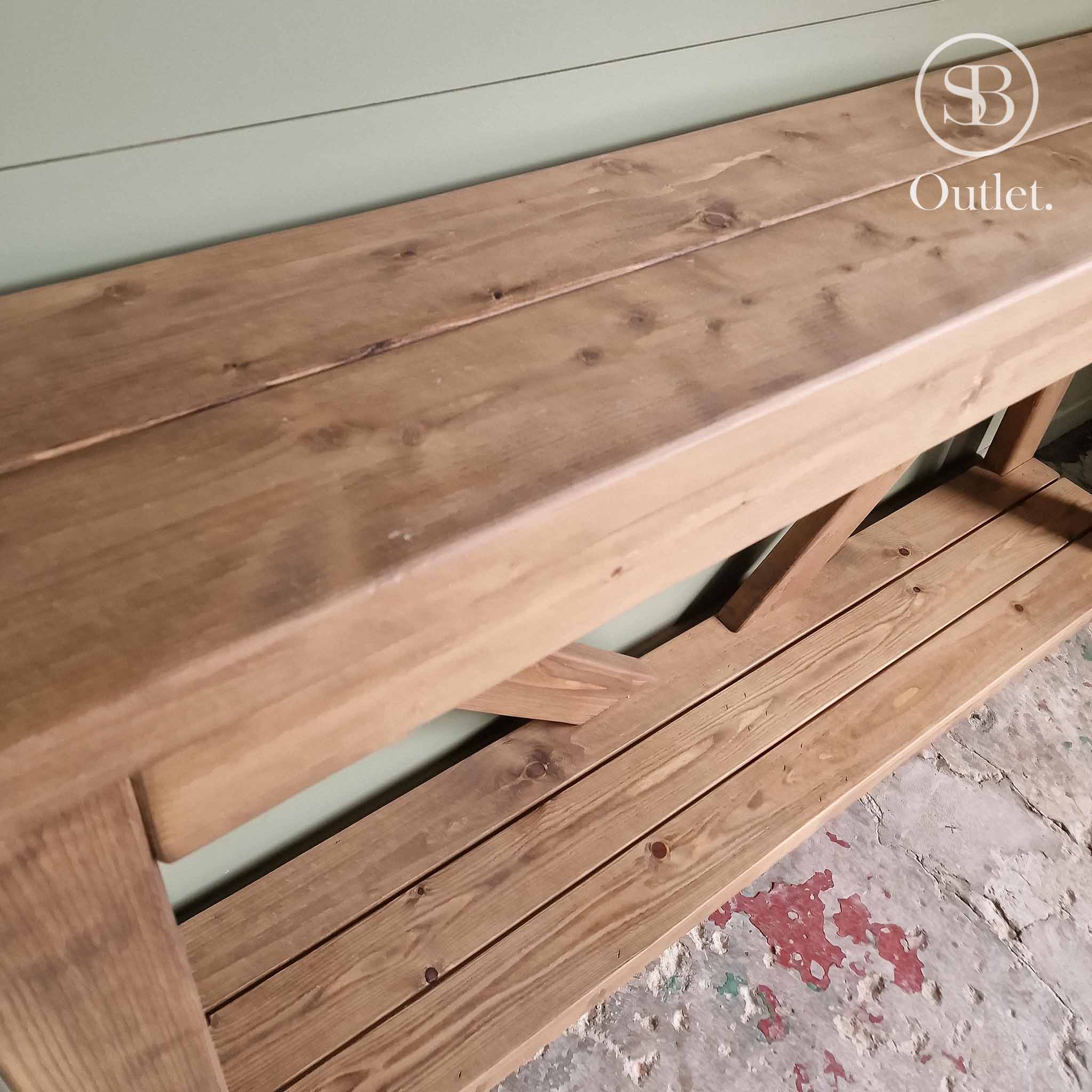 V-back Console Table - 160cm Long - Light Oak