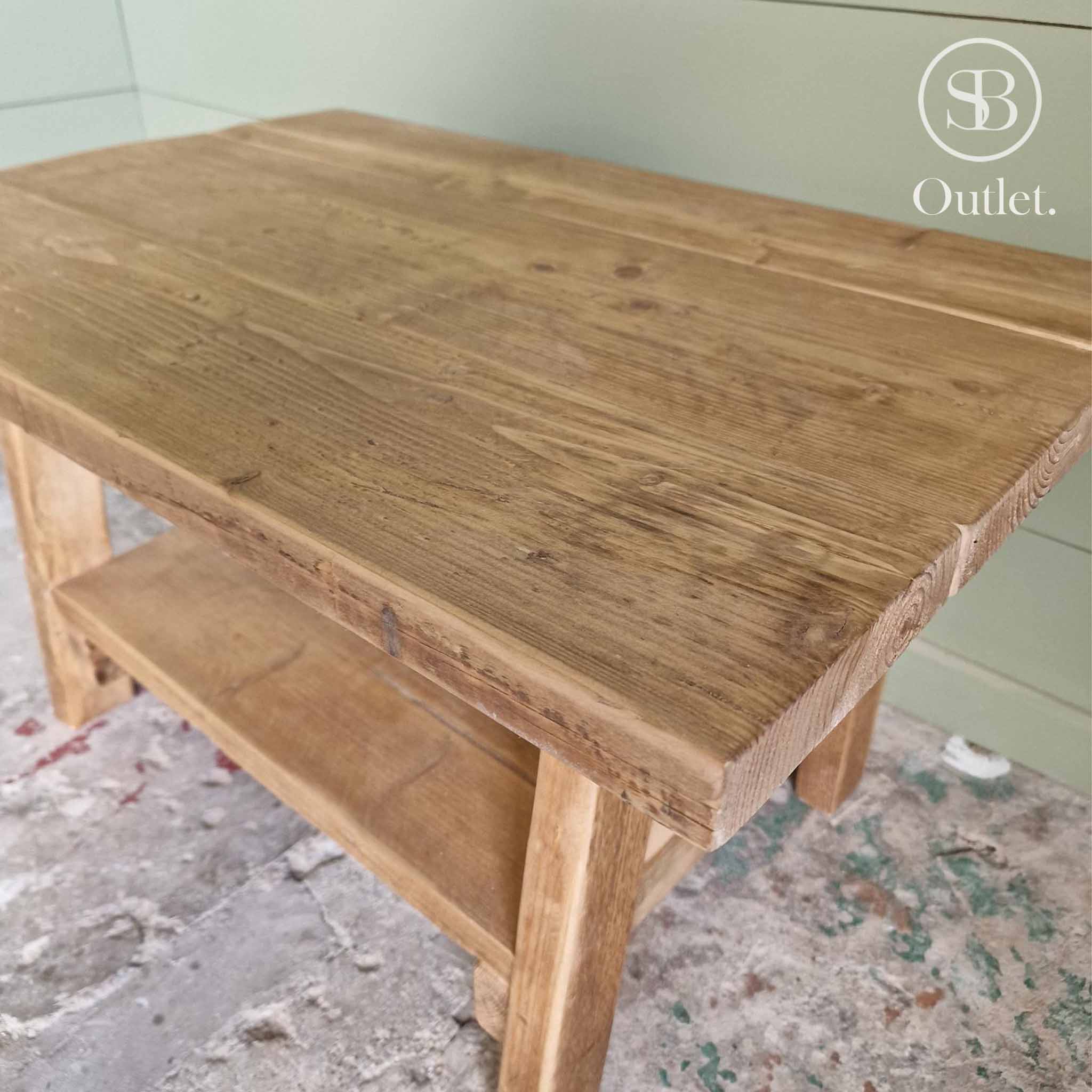 Splay Coffee Table - 80cm Long x 54cm Deep - Antique Oak (very light)