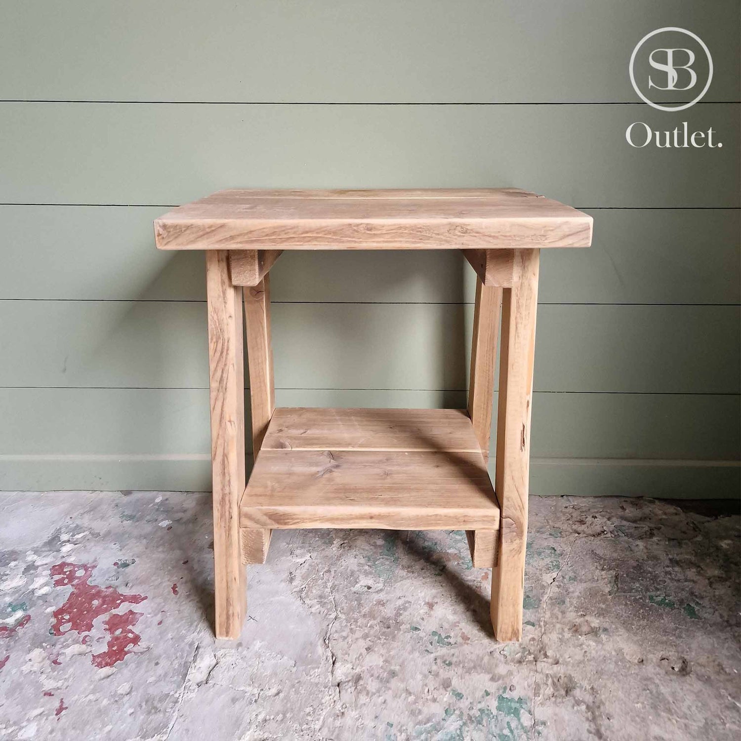 Splay Side Table - 60cm High - Antique Oak (very light)