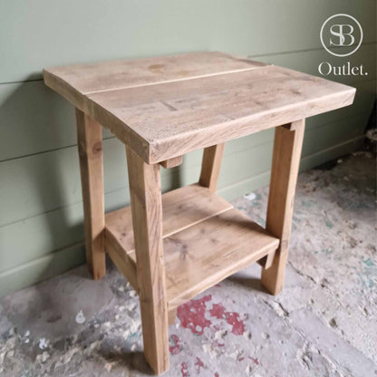 Splay Side Table - 60cm High - Antique Oak (very light)