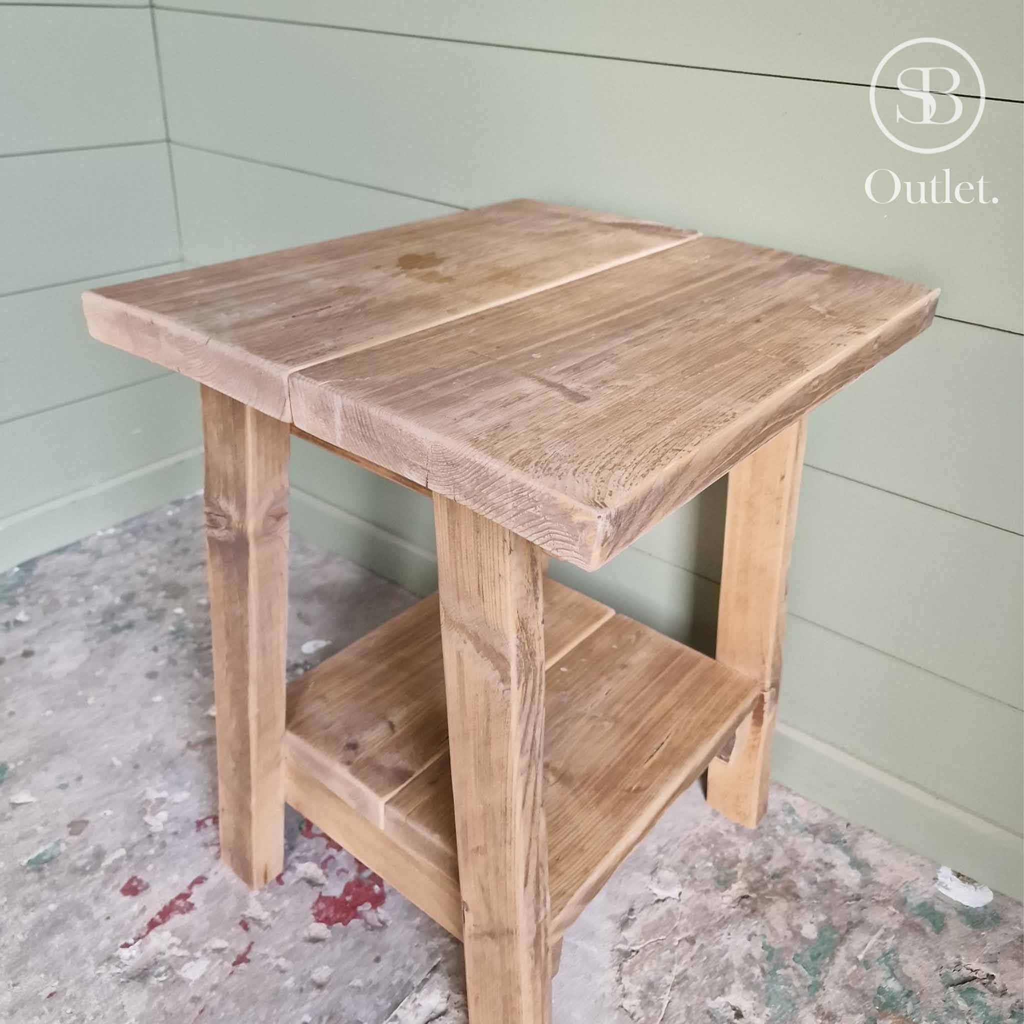 Splay Side Table - 60cm High - Antique Oak (very light)