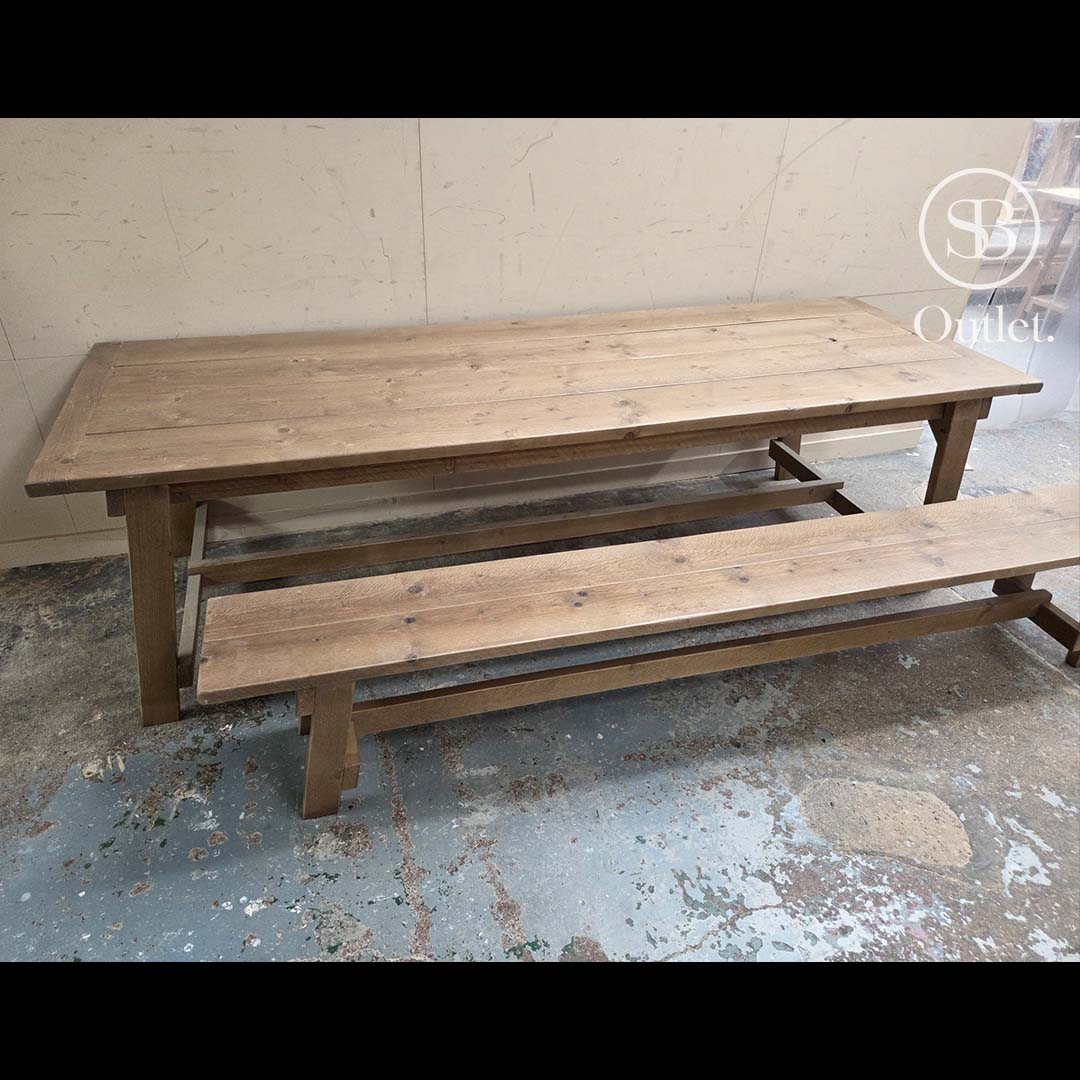 Andersson Dining Table &amp; Bench - 260cm L - Antique (SOLD AS A PAIR)
