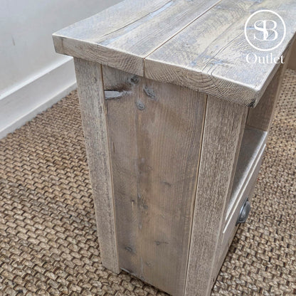 Auckland Bedside Table - 46cm Wide x 36cm Deep x 70cm High - Limed Oak