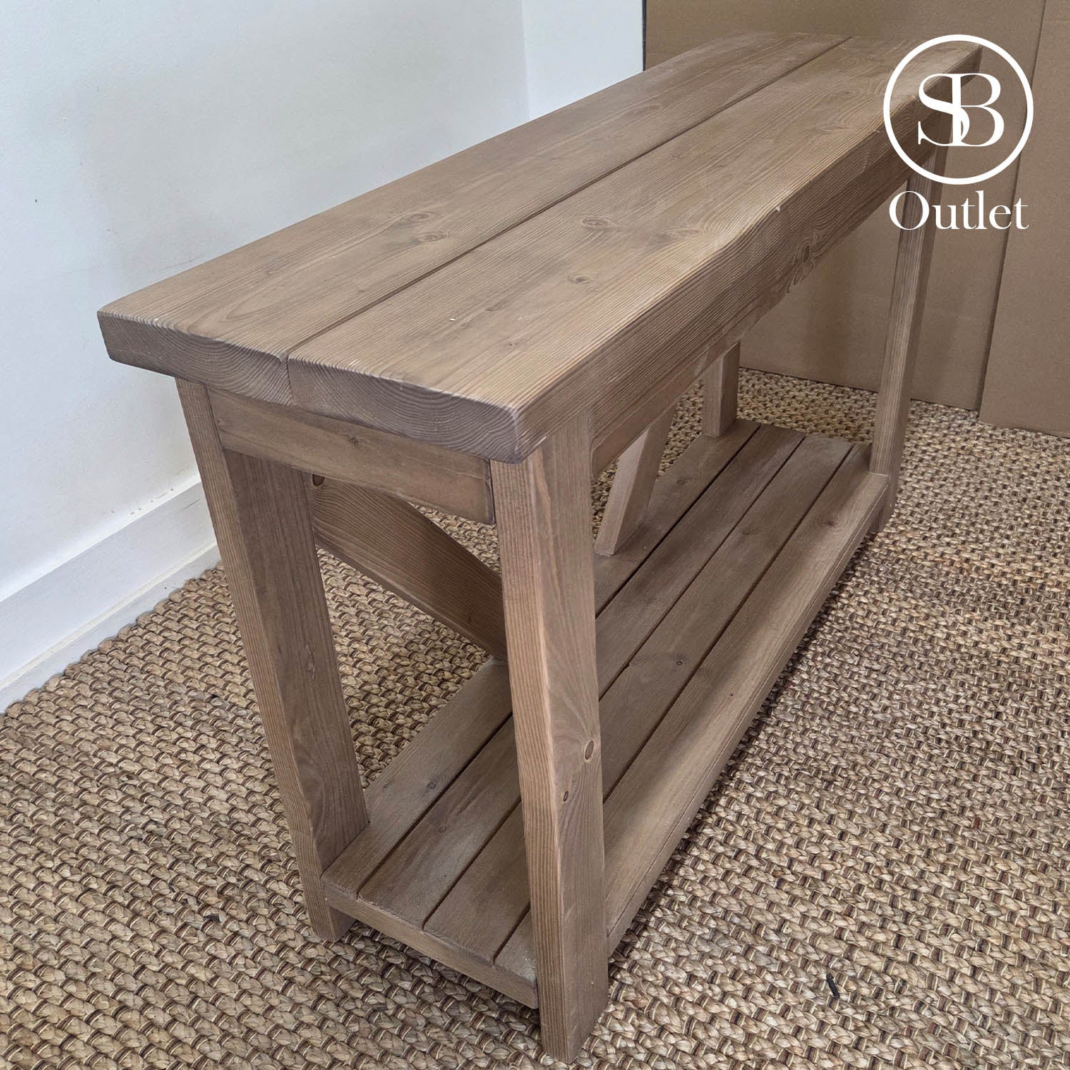 V-back Console - 130cm Long x 39cm Deep - Hazel