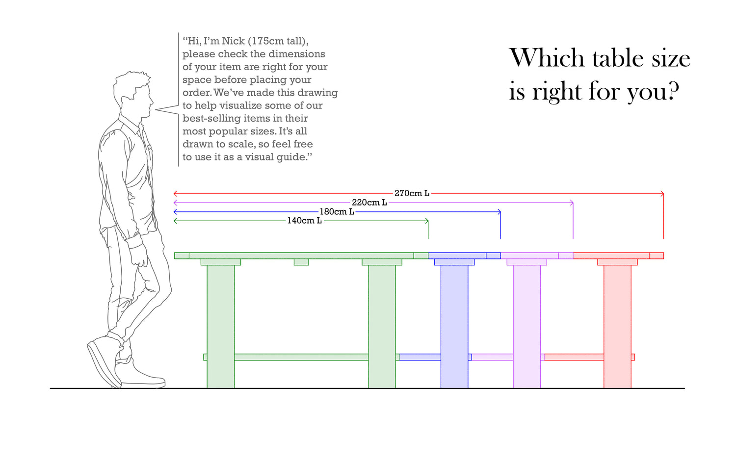 Choose your table size guide from Still&Bloom