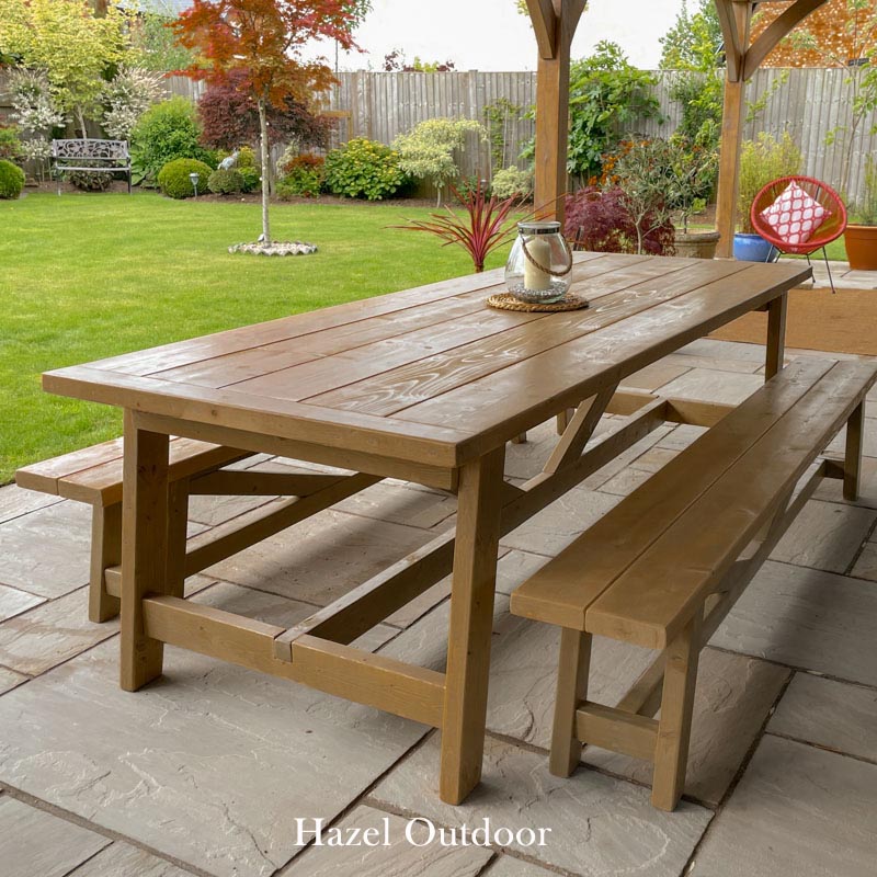 Solid wood outdoor dining table and chair set