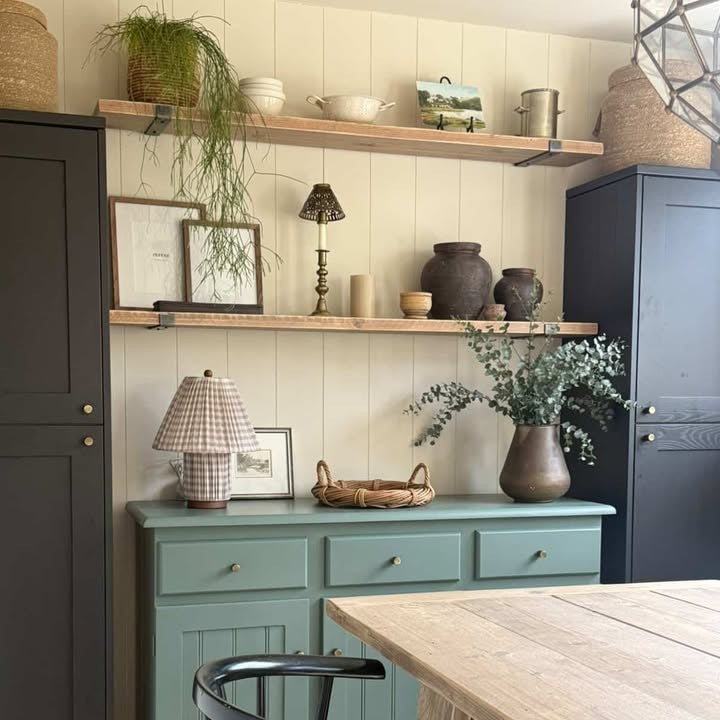 Reclaimed wood shelves (no brackets)