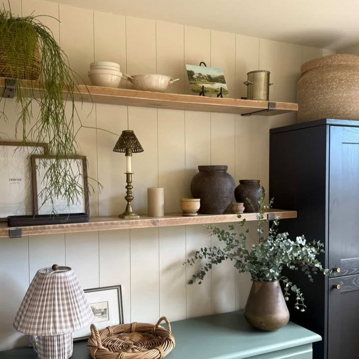 Reclaimed wood shelves (no brackets)