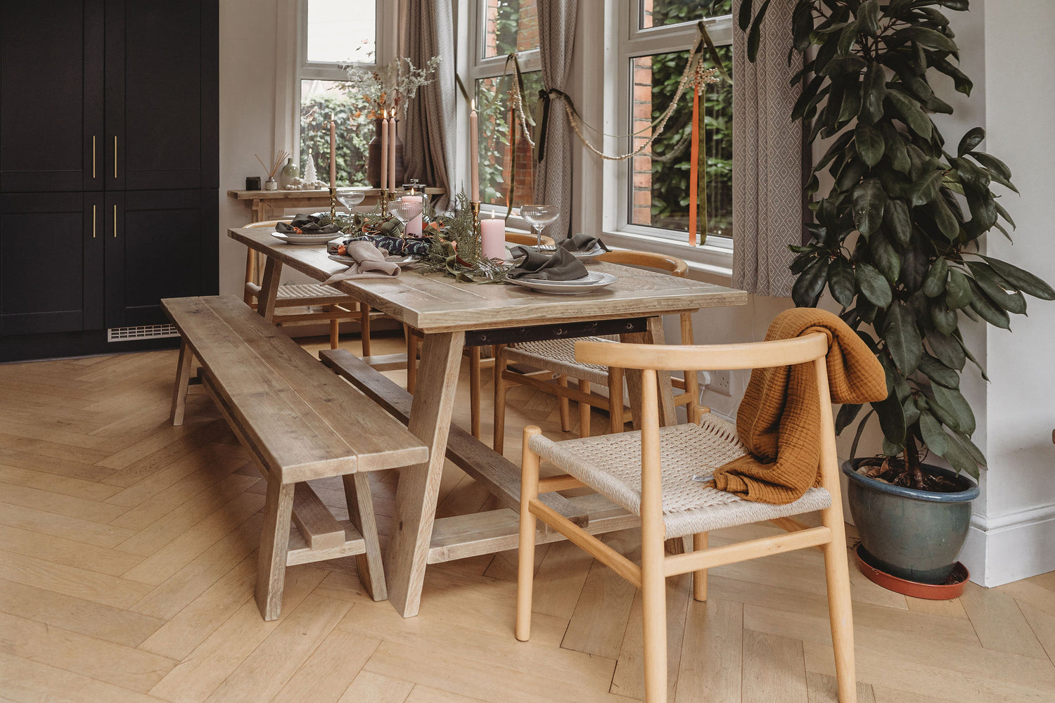 Barn Dining Table and Rustic Bench handmade by Still&Bloom