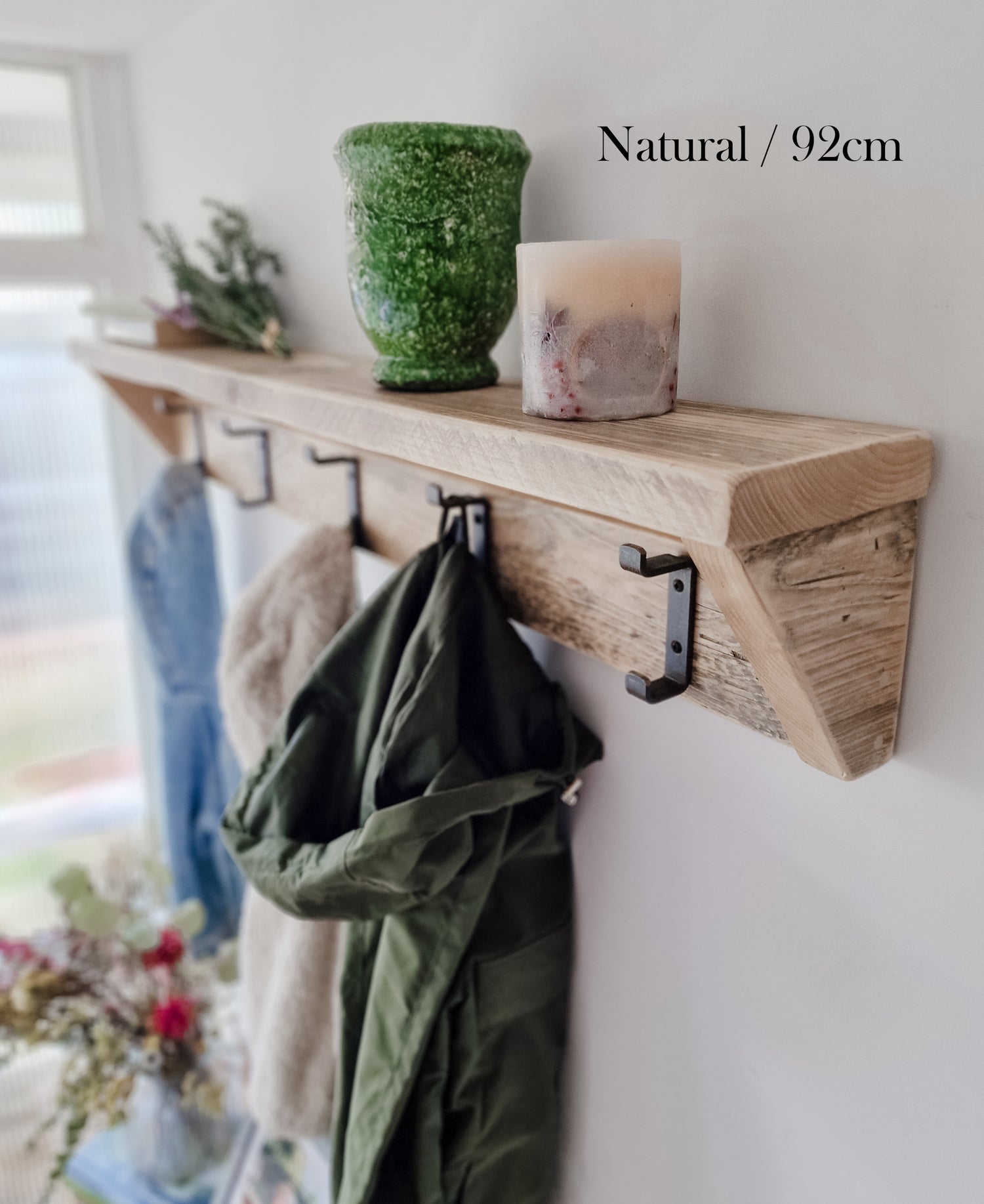 Reclaimed Wood Coat Rack and Shelf